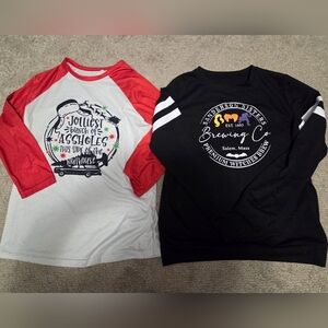 2 Long Sleeve Holiday Themed Shirts Size Small